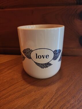 Mary & Martha Ceramic Planter, "LOVE" Blue And White